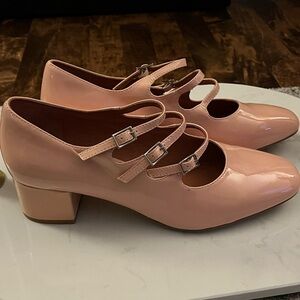 INTENTIONALLY BLANK Pink  courts Triple Strap Maryjane Heels